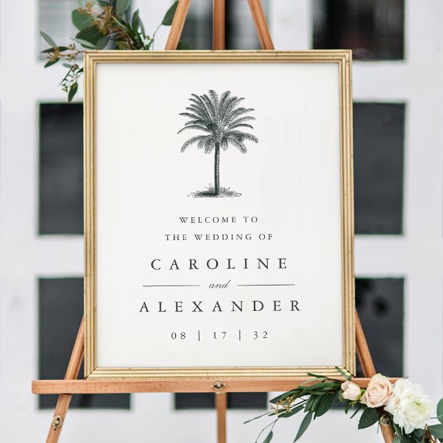 Poster Havana Palm | Vintage Palm Tree Wedding (Criador carregado)