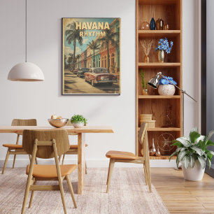 Poster Havana Viagens Vintage Carro Cubano Retro Colori