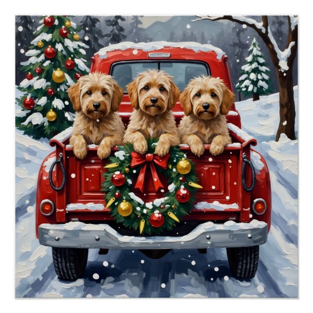 Pôster Havanese Christmas Red Truck Holiday (Frente)