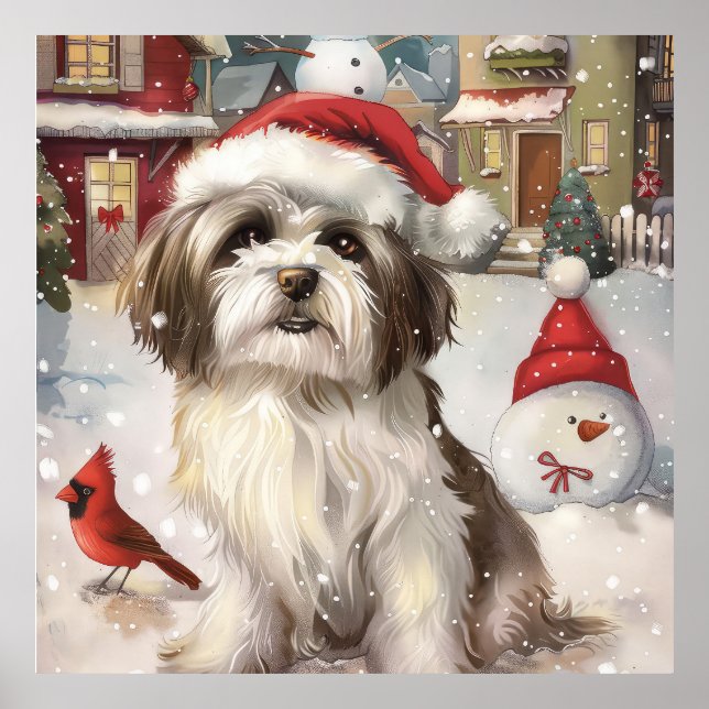 Poster Havanese Paraíso de Inverno Alegria de Natal (Frente)