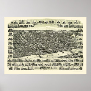 Poster Haverhill, mapa panorâmico das MÃES - 1893