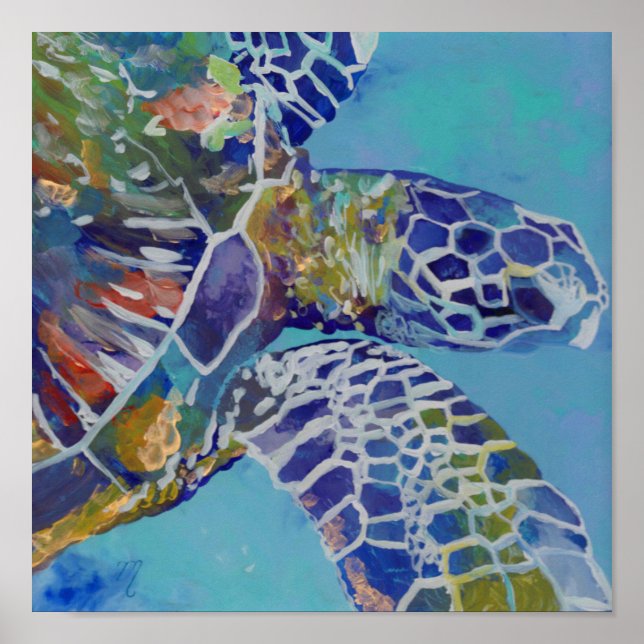 Poster Hawaiai Sea Turtle Honu Art (Frente)