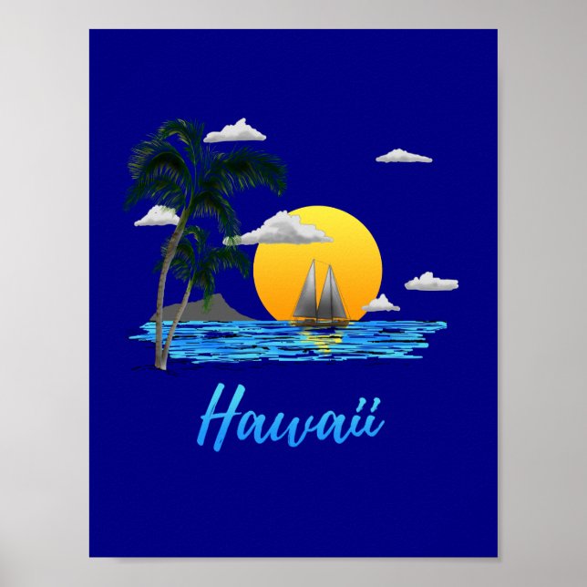 Pôster Hawaii Beach Sunset (Frente)