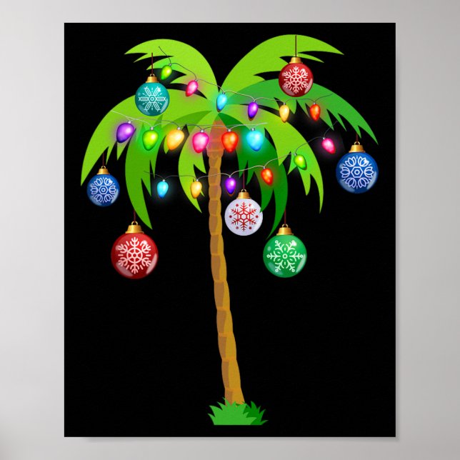 Poster Hawaii Christmas Palm Tree Tropical Xmas Coconut L (Frente)