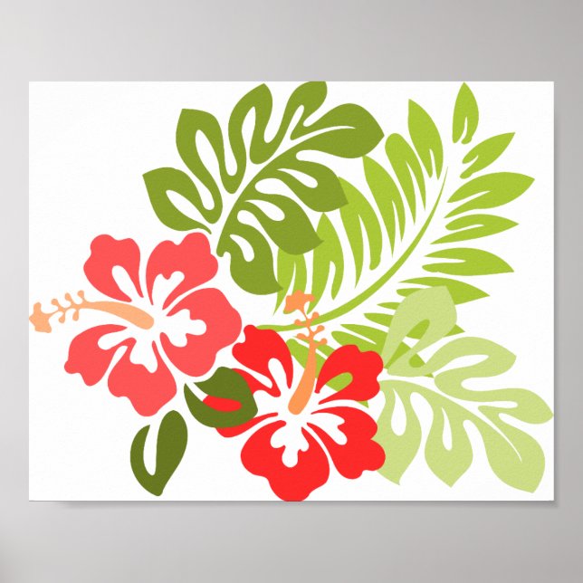 Poster Hawaii Hibiscus Flora Floral Flowers Blossoms (Frente)