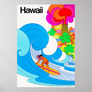 Poster HAWAII para Natação de Surf e turismo na praia