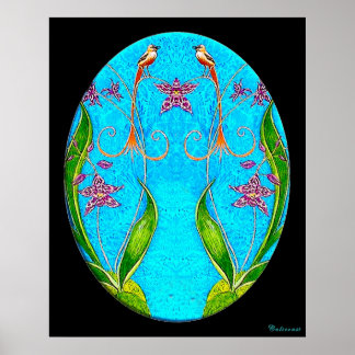 Pôster Hawaiian Birds Watercolor Painting