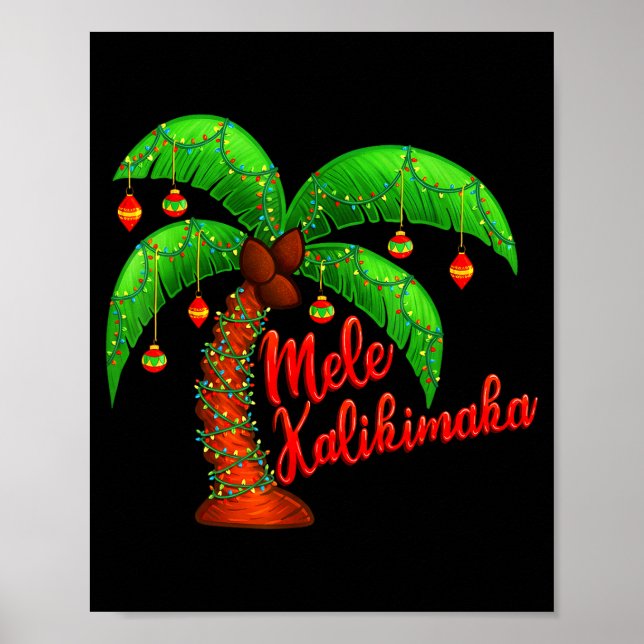 Poster Hawaiian Christmas Mele Kalikimaka Coconut Tree  (Frente)
