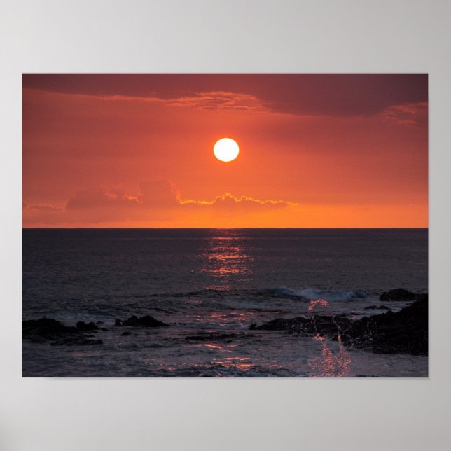 Poster Hawaiian Ocean Sunset - Pôrs do sol do Havaí (Frente)