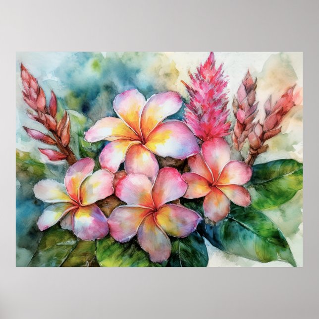 Poster Hawaiian Plumeria e Pink Ginger (Frente)