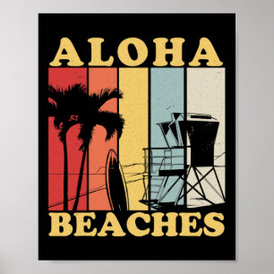 Poster Hawaiian Retro anos 80 Style Aloha Beaches Surf Va