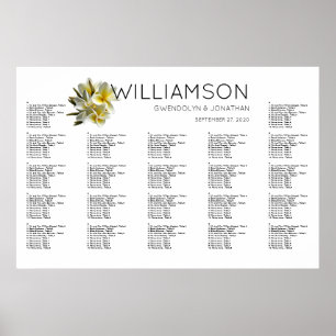 Pôster Hawaiian Yellow Plumeria Seating Chart