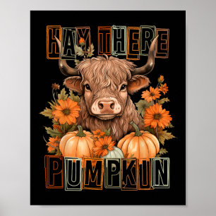Poster Hay Ali Pumkin Highland Cow Fall Autumn Thanksgi