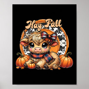 Poster Hay Ali Pumkin Highland Cow Fall Autumn Thanksgi