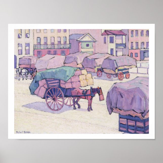 Pôster Hay Carts, Cumberland Market (oil on canvas) (Frente)