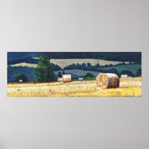 Poster Haybales no óleo do montanhês em canvas