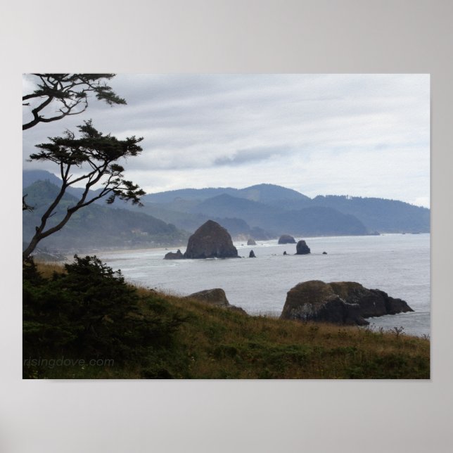 Poster "Haystack Rock do Parque Estadual do Ecola, Oregon (Frente)