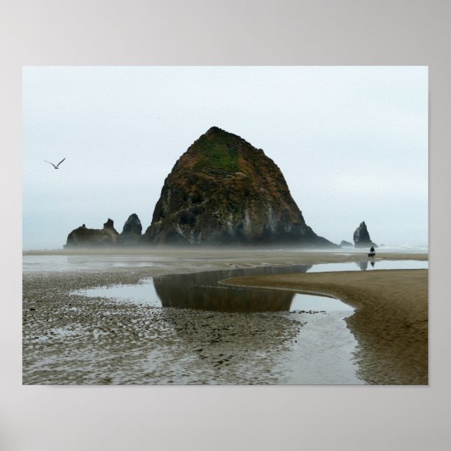 Pôster Haystack Rock Refletion, Cannon Beach, Oregon (Frente)