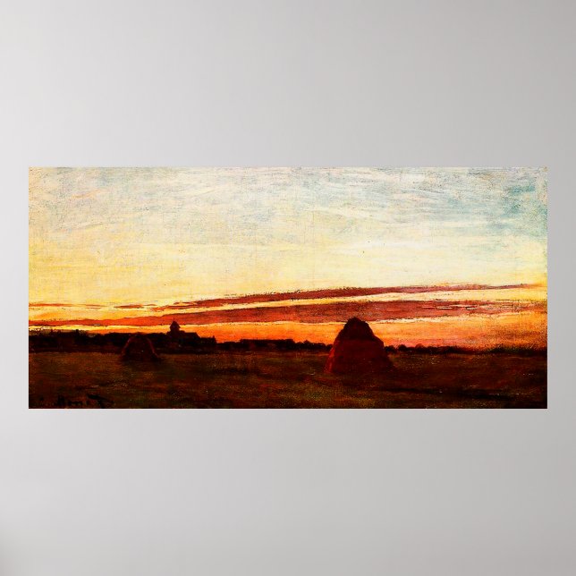 Poster Haystacks em Chailly no Sunrise, 1865 (Frente)