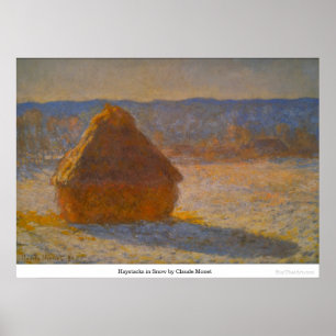 Poster Haystacks em neve por Claude Monet