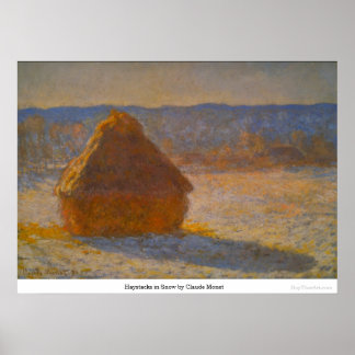 Poster Haystacks em neve por Claude Monet