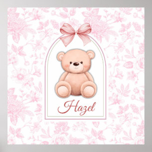 Poster Hazel Design de Enfermeiro de Urso Rosa Personal