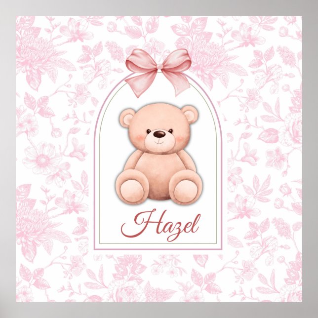 Poster Hazel | Design de Enfermeiro de Urso Rosa Personal (Frente)