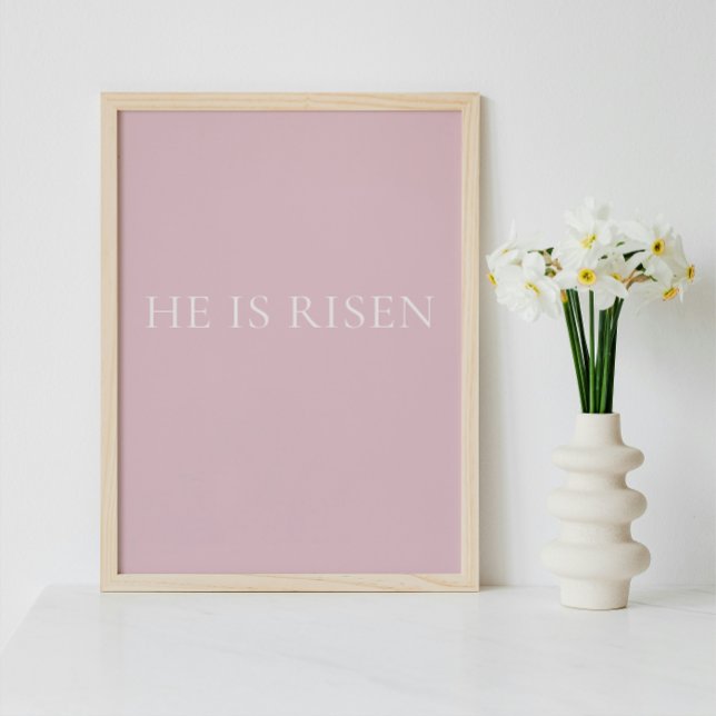 Poster He Is Risen – Soft Pink Easter Faith Wall Art (Minimalist Christian Wall Art )