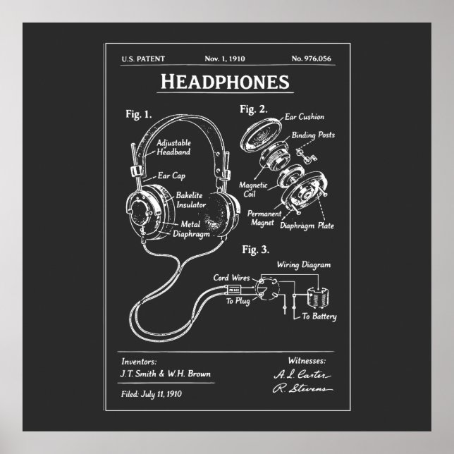 Poster Headphones Patent Blueprint (Frente)