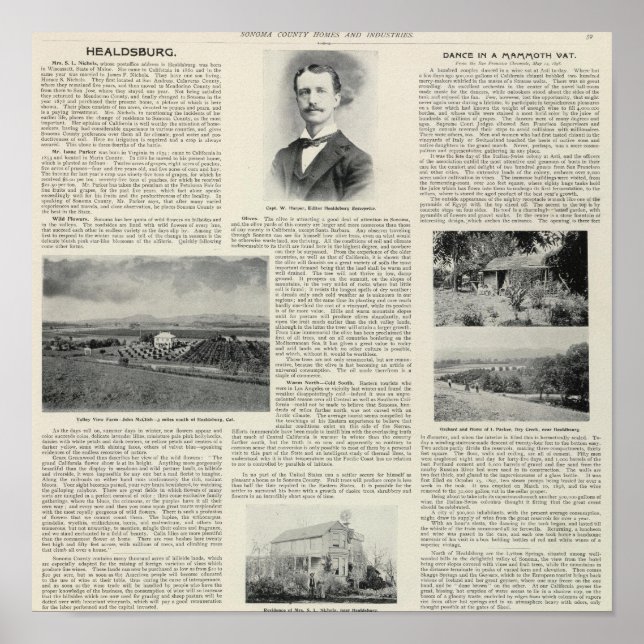 Poster Healdsburg, Califórnia (Frente)