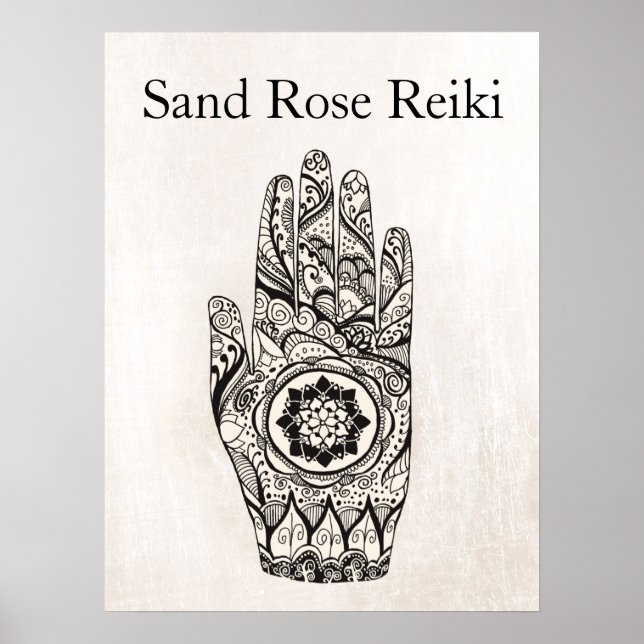 Poster Healer Natural Henna Tattoo Hand Lotus (Frente)