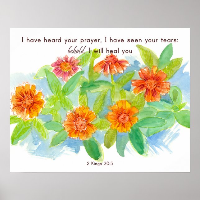 Poster Health Christian Encouragement Scripture Marigolds (Frente)