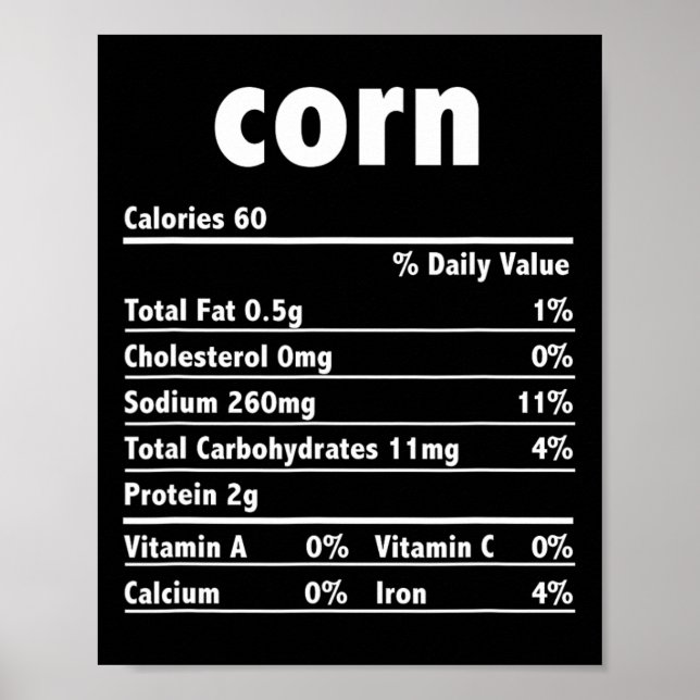 Poster Healthy Corn Nutrition Guide For Thanksgiving Feas (Frente)