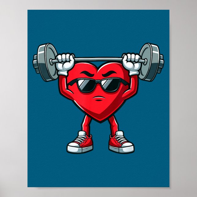Poster Healthy Heart Heart Disease Awareness Weightliftin (Frente)