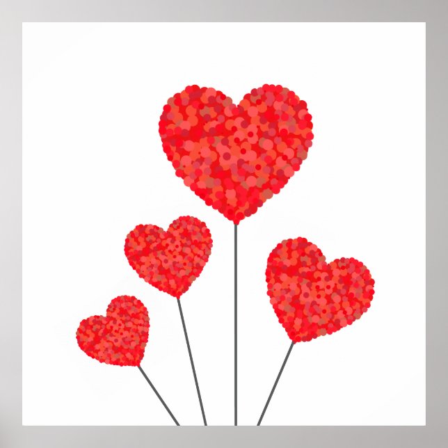 Poster Heart Balloons Illustration Design (Frente)