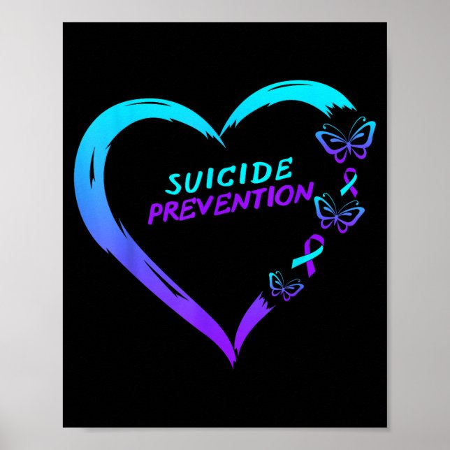 Poster Heart Butterfly Suicide Prevention Awareness  (Frente)