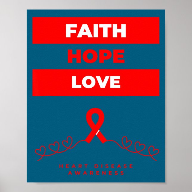 Poster Heart Disease Awareness Faith Hope Love Design  (Frente)