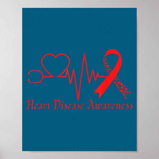 Poster Heart Disease Awareness Go Red In February Health  (Frente)