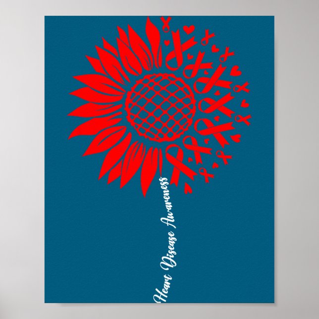 Poster Heart Disease Awareness Month Sunflower For Women  (Frente)