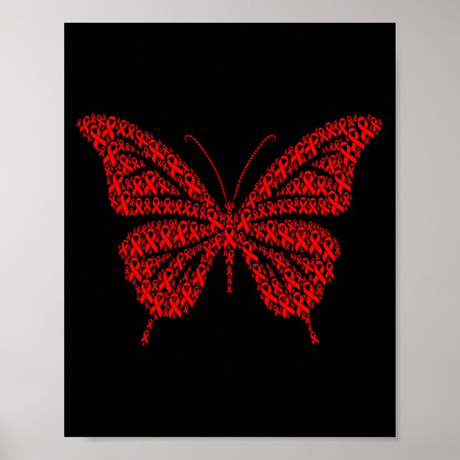 Poster Heart Disease Awareness Red Ribbon &amp; Heart Hea (Frente)