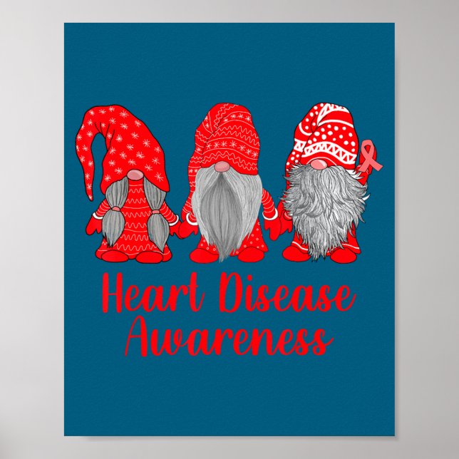 Poster Heart Disease Awareness Wear Red In February Famil (Frente)