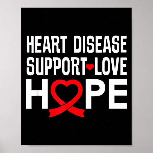 Poster Heart Disease Suprt Love Hope Red Ribbon  (Frente)