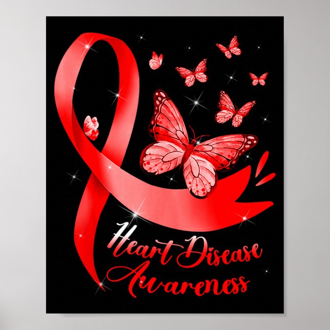 Poster Heart Disease Warrior Red Ribbon Heart Disease Awa (Frente)