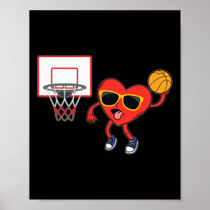 Poster Heart Dunk Basball Player Dia de os namorados Love