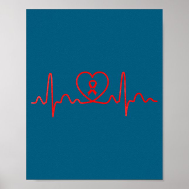 Poster Heart Health Heart Disease Awareness Heartbeat Chd (Frente)