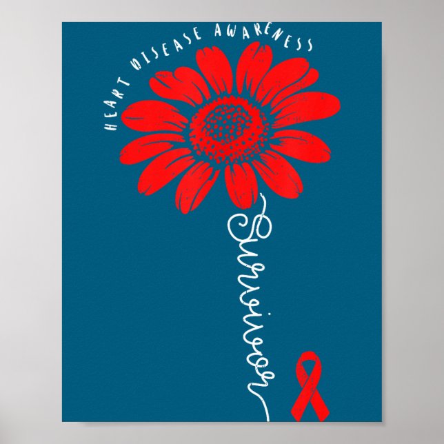 Poster Heart Health Survivor Heart Disease Awareness Chd  (Frente)