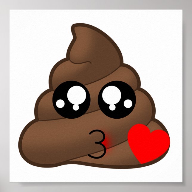 Pôster Heart Love Poop Emoji (Frente)