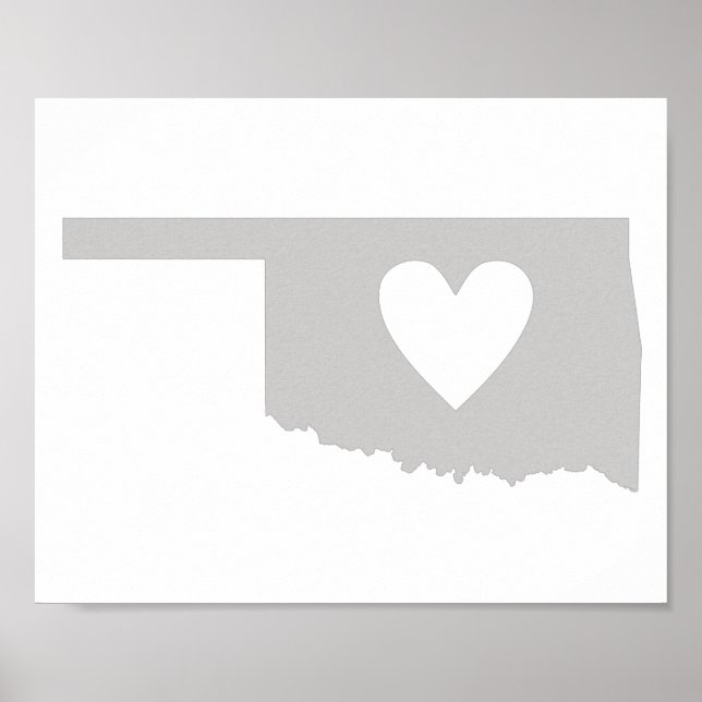 Pôster Heart Oklahoma state silhouette (Frente)