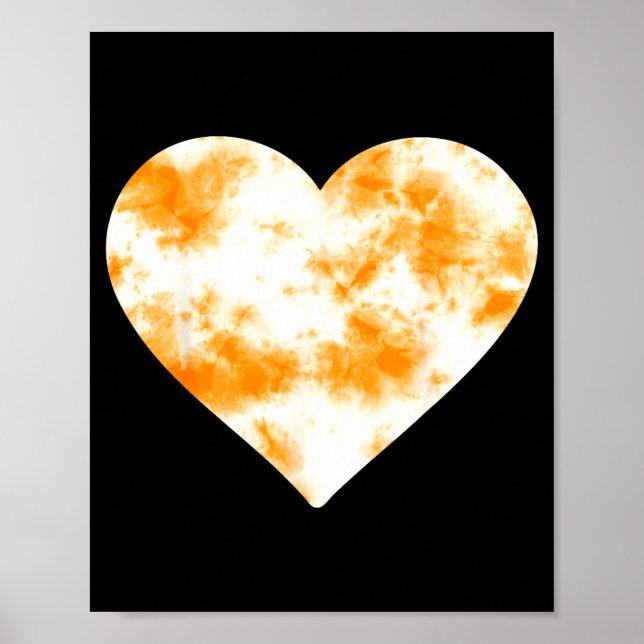 Poster Heart Orange Tie Dye - Cute Valentines Day Graphic (Frente)