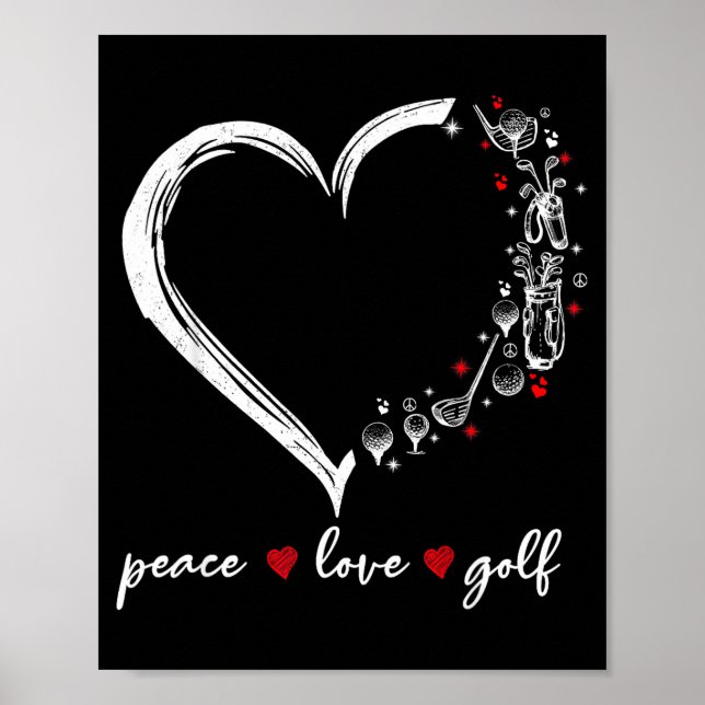Poster Heart Peace Love Golf Player Srt Lovers Outfit Wom (Frente)